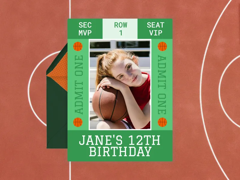 Basketball Game Ticket (Photo) - kids_basketball - Invitation