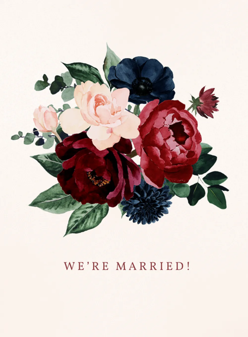Blush & Burgundy Blooms - wedding_announcements - Card