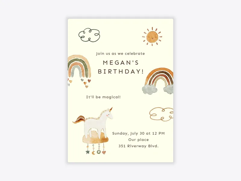 Boho Unicorn & Rainbows Birthday - featured - Invitation