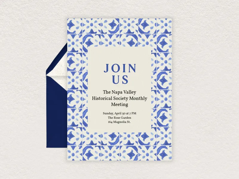 Blue Tile Mosaic - meetings - Invitation