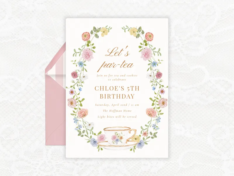 Botanical Tea - kids_tea_party - Invitation