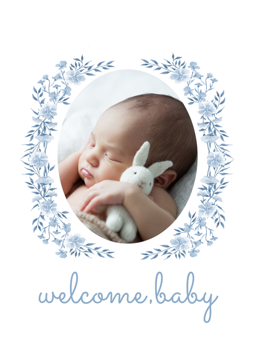 Baby Blue Chic Wreath - announcement_cards - Card