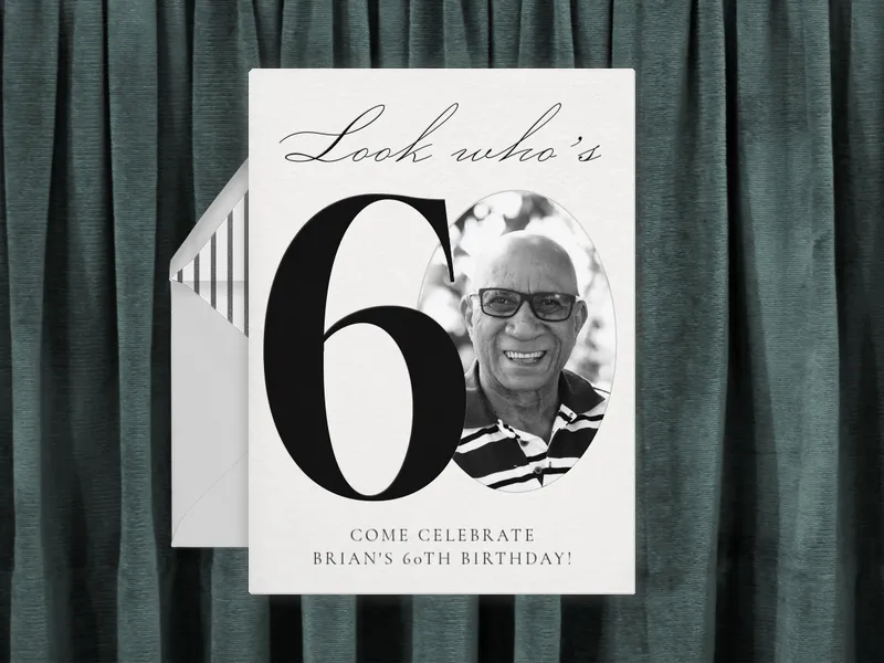 Classic Black & White 60th Birthday (Photo) - birthday_milestones - Invitation