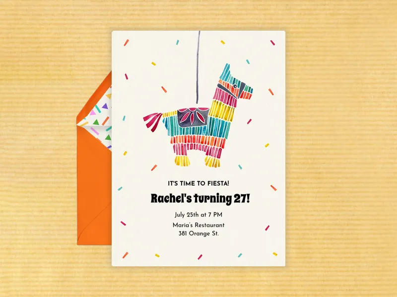 Colorful Donkey Piñata Birthday - featured - Invitation