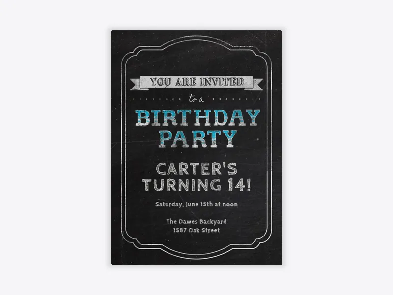 Chalkboard Frame - birthday_forteens - Invitation