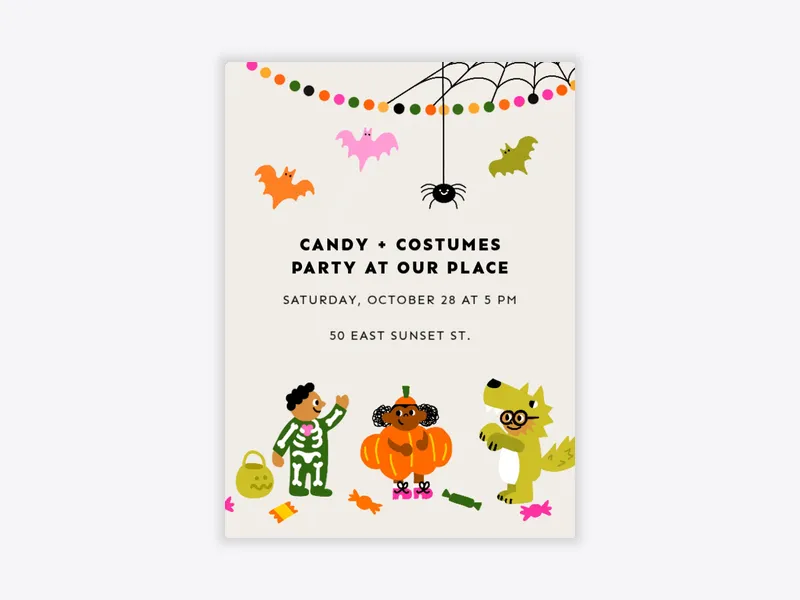 Costumes and Candy - halloween - Invitation