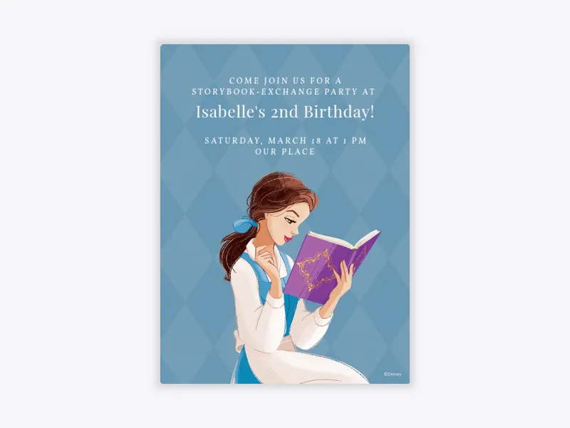 Disney’s Beauty and the Beast: Belle & Book 2nd Birthday - featured - Invitation