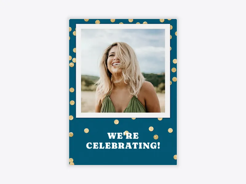 Festive Blue & Gold Confetti (Photo) - celebration_and_ceremonies - Invitation