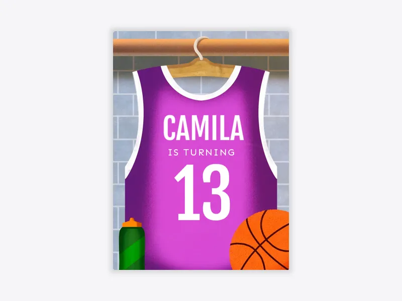 Purple Basketball Jersey - kids_basketball - Invitation