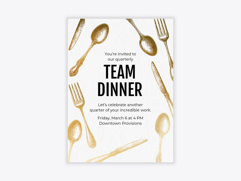 Gold Falling Flatware - dinner_party - Invitation