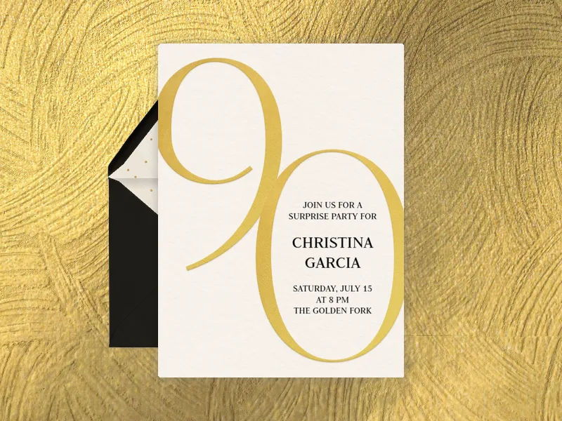 Gold Number Milestone 90th Birthday - birthday_milestones - Invitation