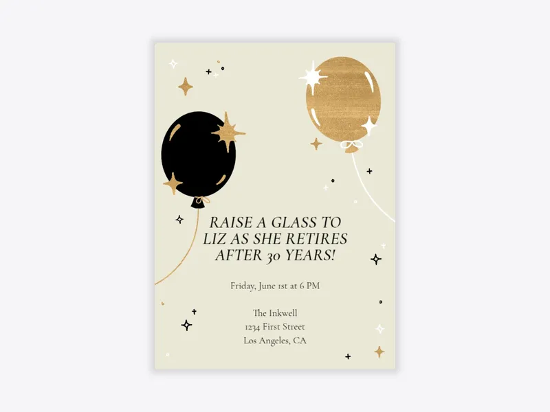 Beige Sparkle Balloons - retirement_farewell - Invitation
