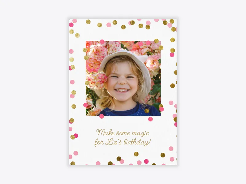 Festive Pink & Gold Confetti (Photo) - birthday_dyo_uyo - Invitation