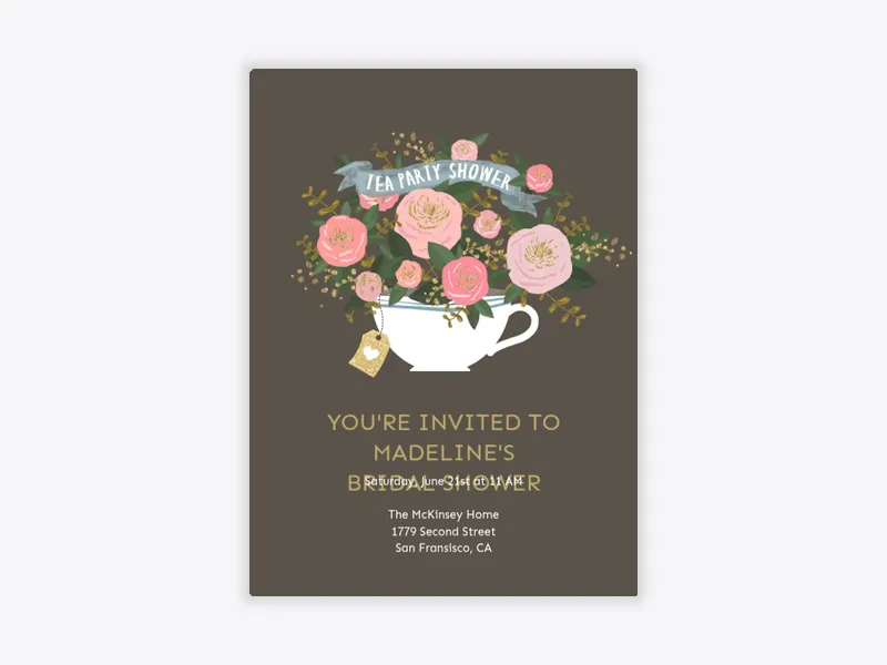 Floral Tea Cup - bridal_shower - Invitation