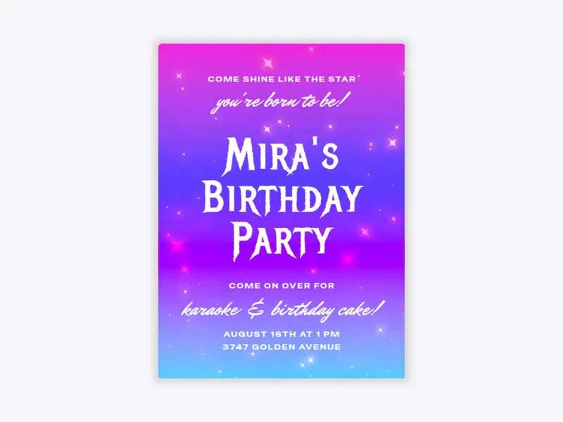 KPop Sparkle - tween_birthday - Invitation