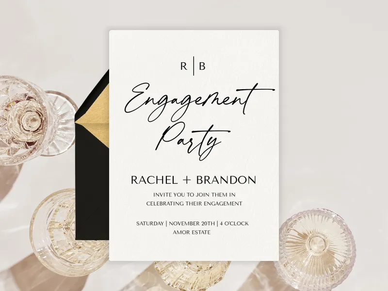 Flowing Script - engagement - Invitation