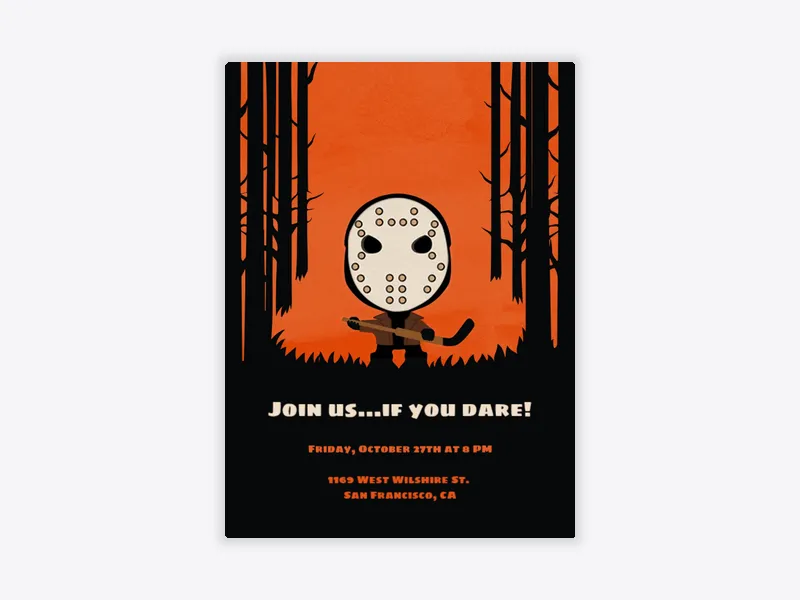 Hockey Mask - halloween - Invitation