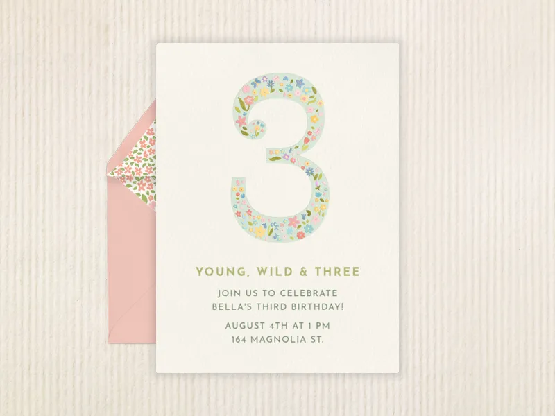 Floral Whimsy - 3rd_birthday - Invitation