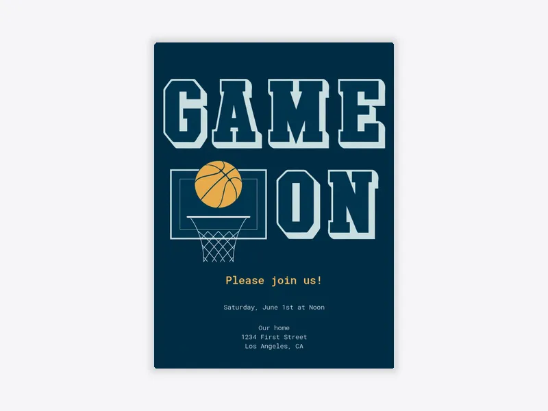 Game On Hoop - sports - Invitation
