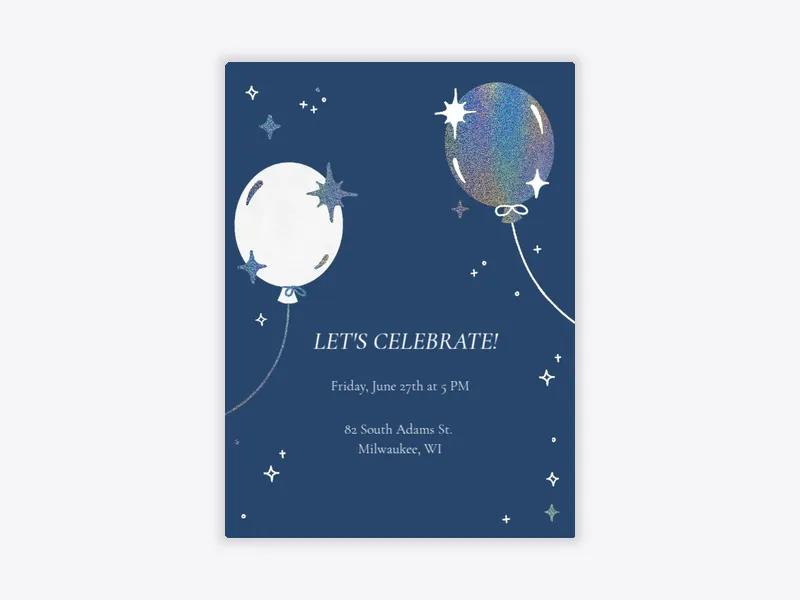 Blue Sparkle Balloons - celebration_and_ceremonies - Invitation