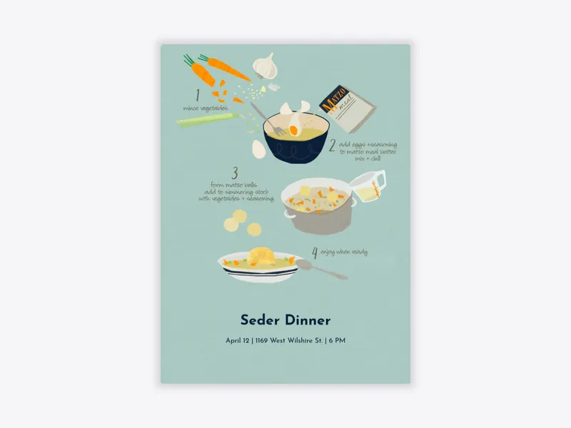 Matzo Ball Recipe - passover - Invitation