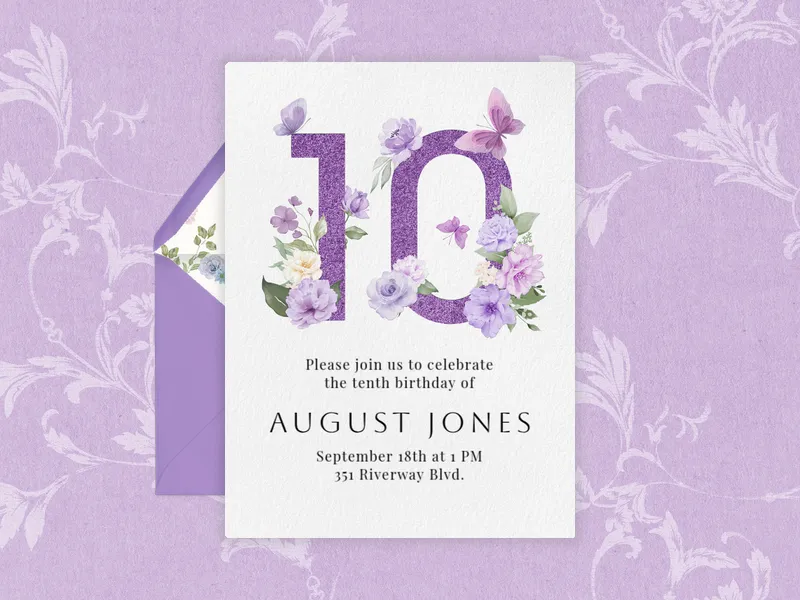 Mystical Blooms - 10th_birthday - Invitation