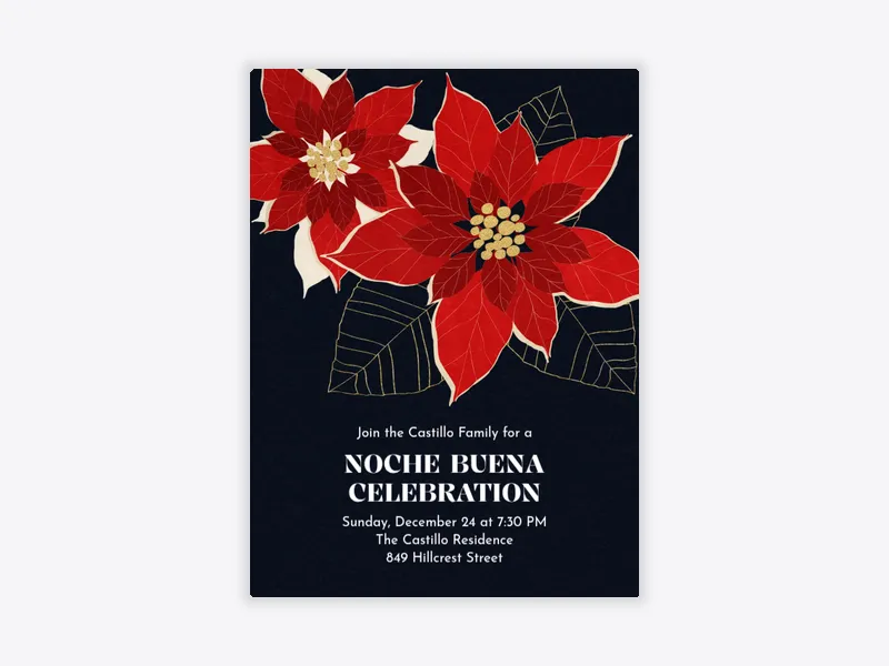 Noche Buena Poinsettias - christmas - Invitation