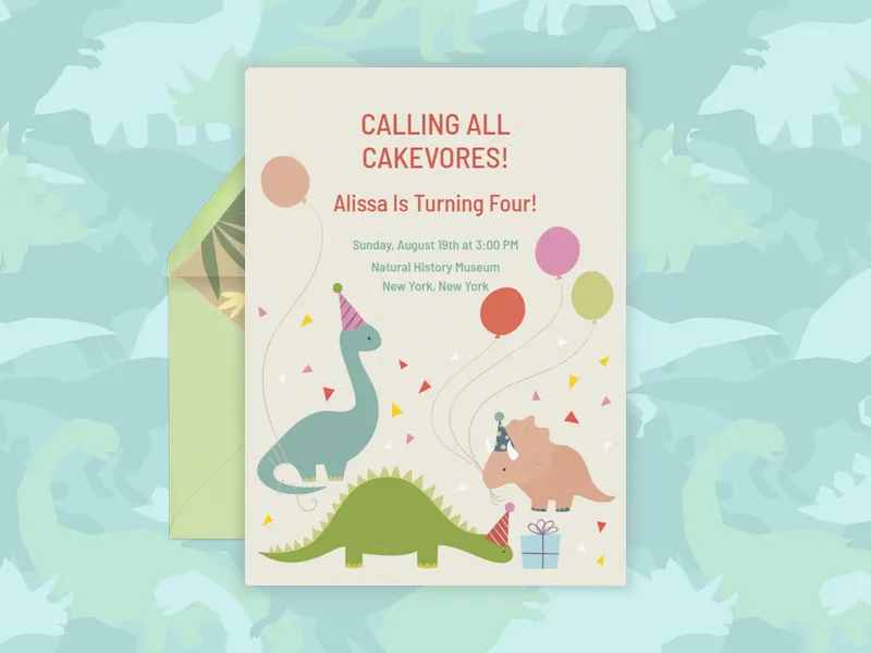 Partysaurus 4th Birthday - featured - Invitation