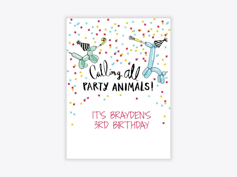 Party Animal Balloons 3rd Birthday - 3rd_birthday - Invitation