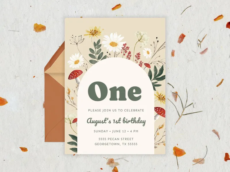 One Cute Mushroom - babys_first - Invitation