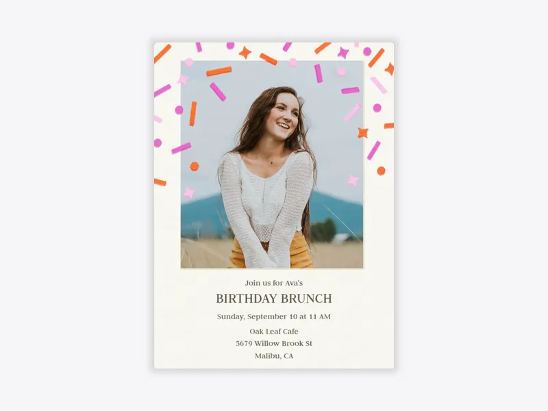 Pink Confetti Snapshot (Photo) - birthday_dyo_uyo - Invitation