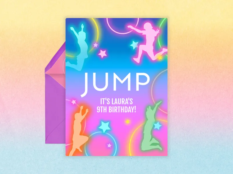 Pink and Blue Neon Jump - kids_activities - Invitation