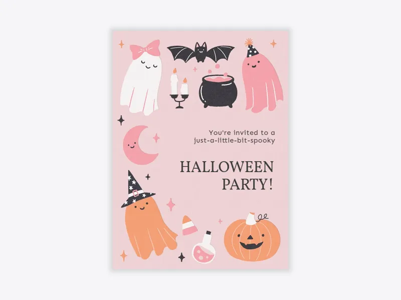 Pink Just a Little Bit Spooky - halloween - Invitation