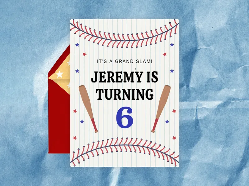 Red White Baseball 6th Birthday - featured - Invitation