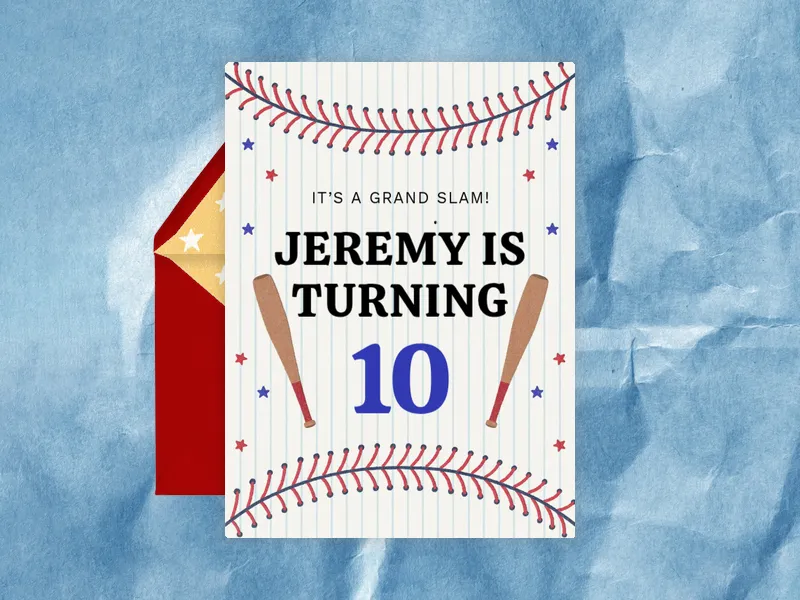 Red White Baseball - baseball - Invitation