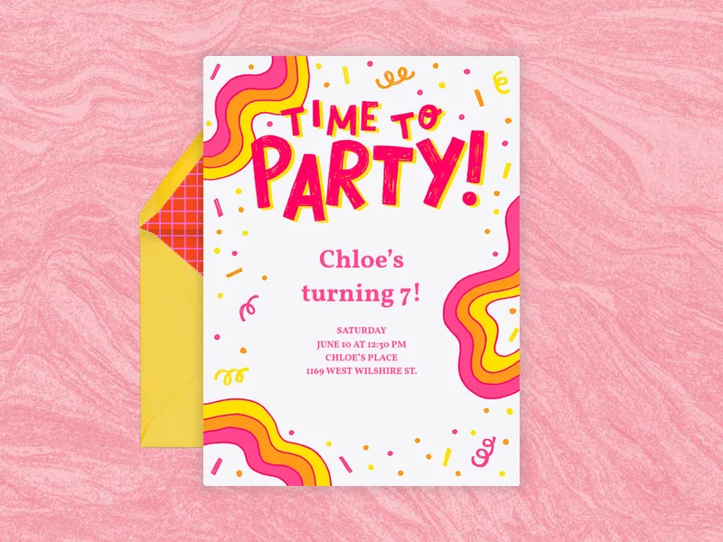 Rainbow Wave 7th Birthday - featured - Invitation