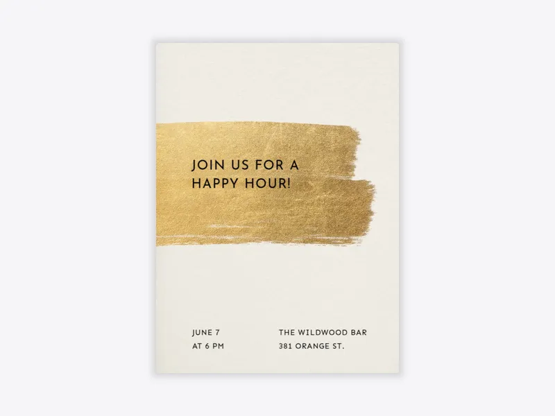 Simple Gold Brushstroke - happy_hour - Invitation