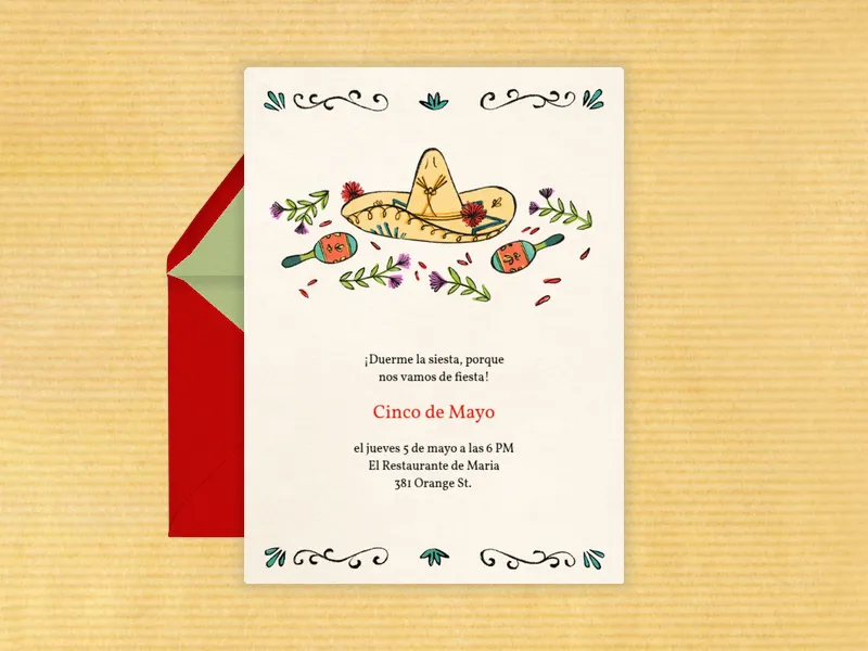 Sombrero and Maracas - cinco_de_mayo - Invitation