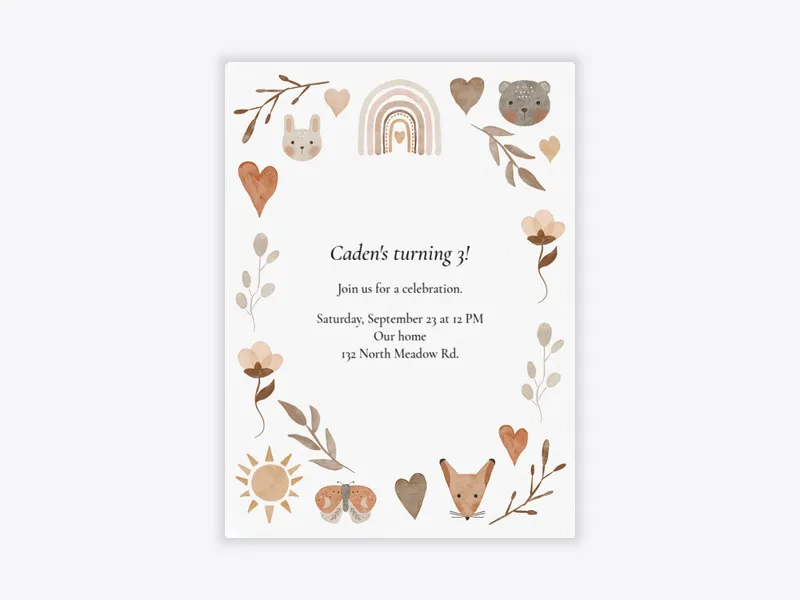 Rustic Rainbow 3rd Birthday - featured - Invitation