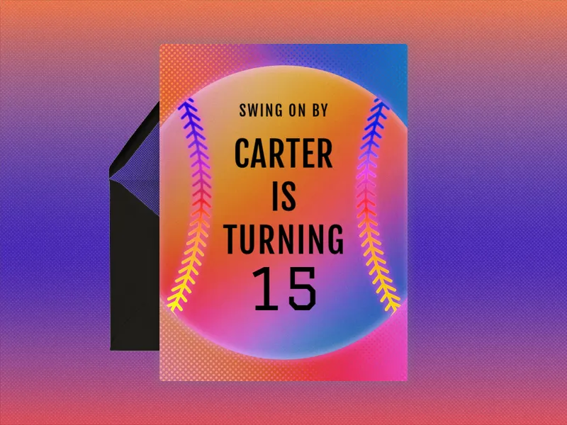 Neon Baseball Gradient - kids_baseball - Invitation