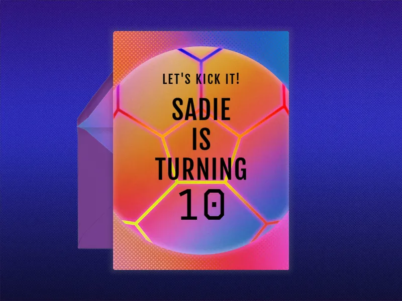 Neon Soccer Gradient - featured - Invitation