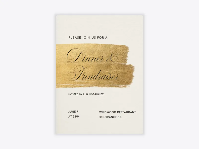 Simple Gold Brushstroke - charity_fundraisers - Invitation