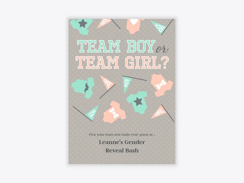 Team Baby - gender_reveal - Invitation