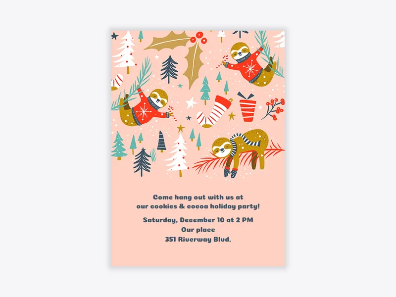 Sloths In Sweaters - holiday_party - Invitation