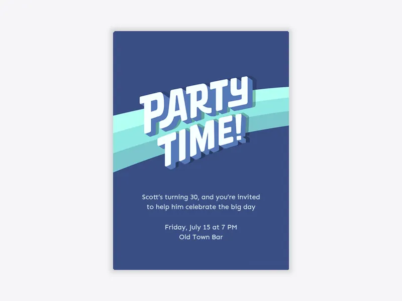 Blue Party Time - birthday_forteens - Invitation