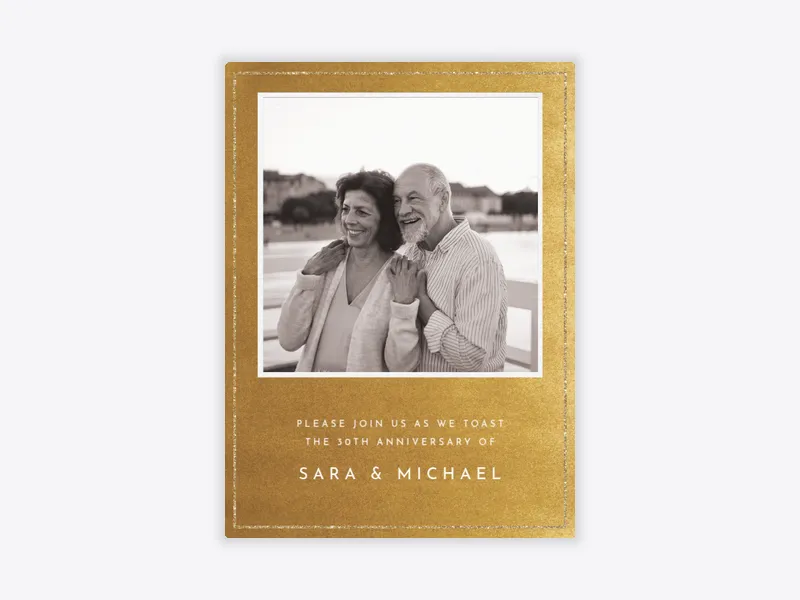 Festive Gold Metallic (Photo) - anniversary - Invitation