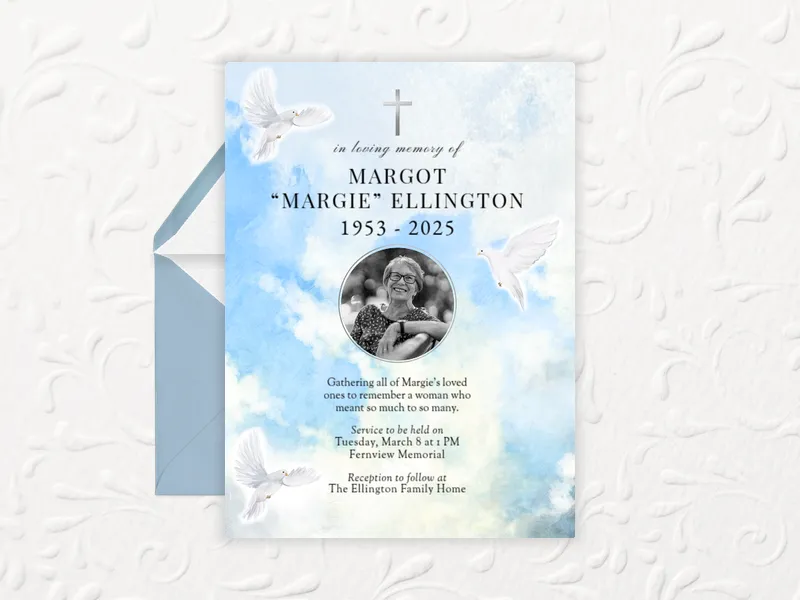 Sky Doves (Photo) - funeral_memorial_service - Invitation