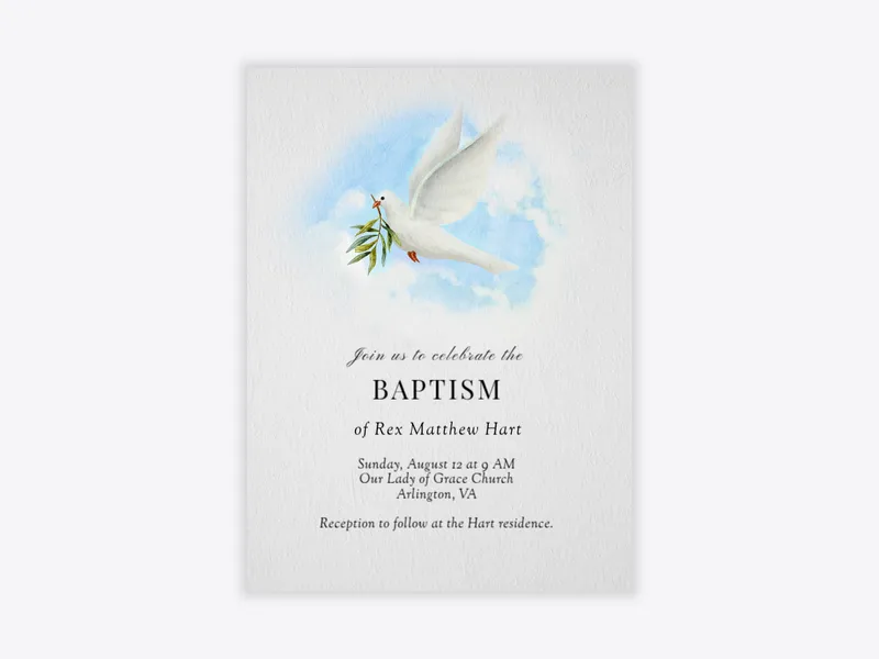 Soaring Dove - christening - Invitation