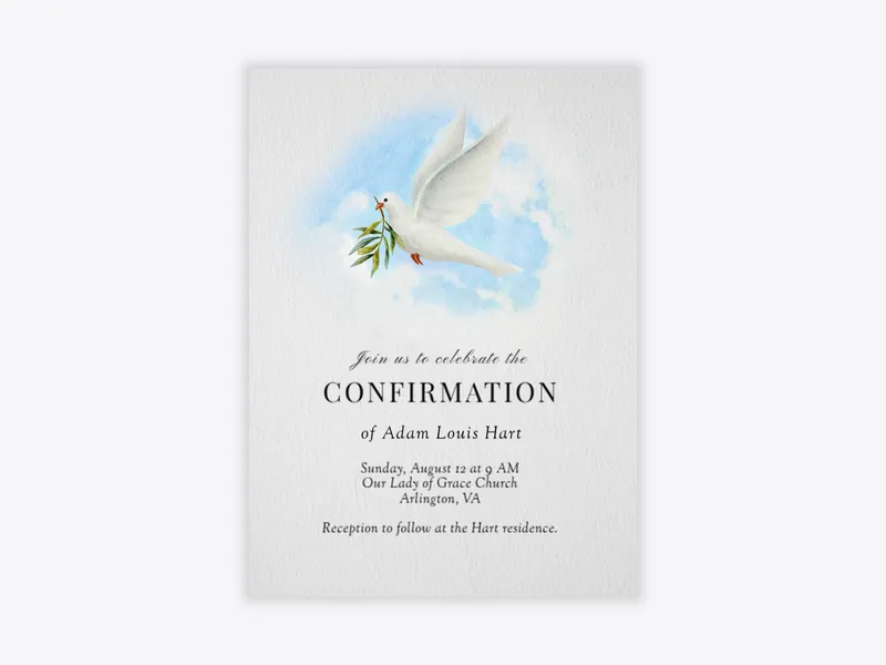 Soaring Dove - confirmation - Invitation
