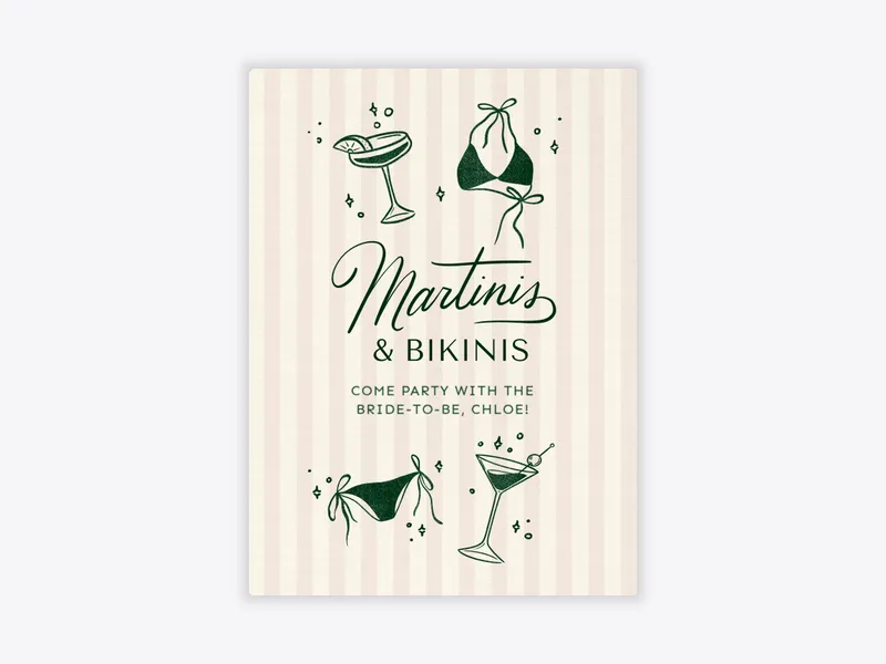 Martinis and Bikinis - bachelorette - Invitation